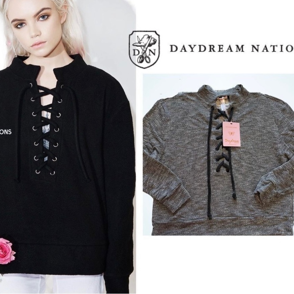 🤍NWT DAYDREAM NATION TERRY DREAM CRISSCROSS TIE PULLOVER SWEATER